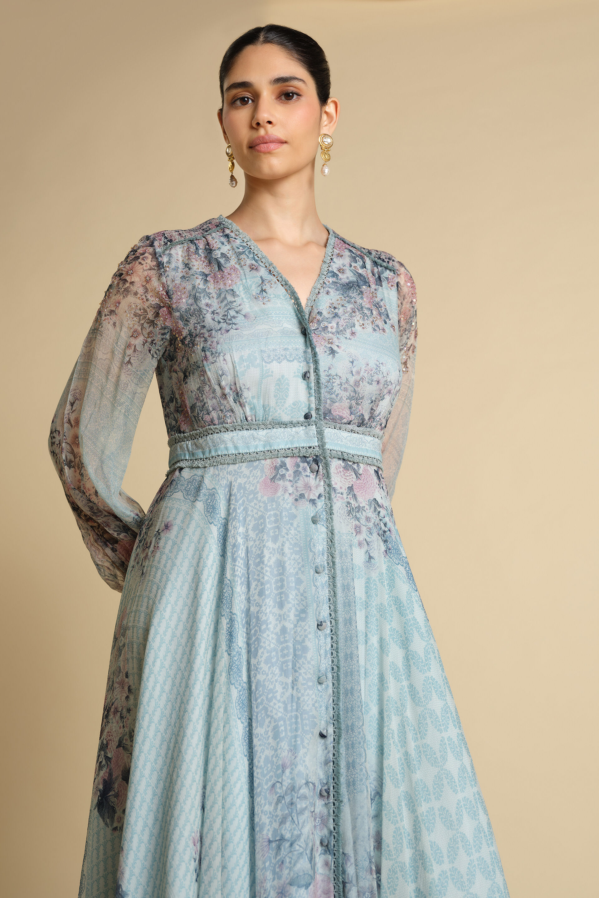 Juri Printed Kaftan - Powder Blue, Powder Blue, image 4